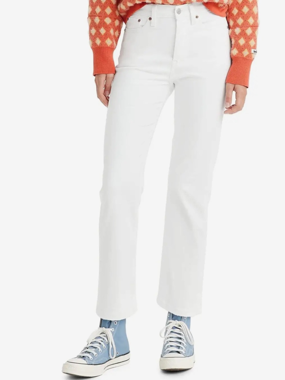 Levi’s “Wedgie Straight” High Rise, Straight Leg, Cropped Jeans in Natural Color